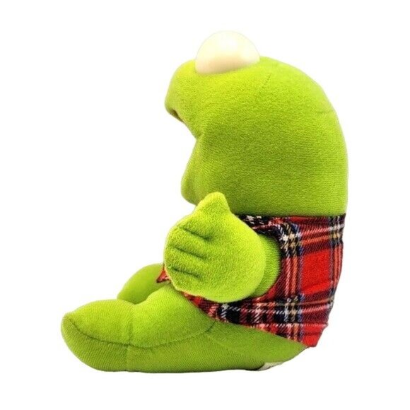 VTG Muppet Babies Kermit Plush Green 8" Red Plaid Vest 1987 Henson Associates - Picture 3 of 9